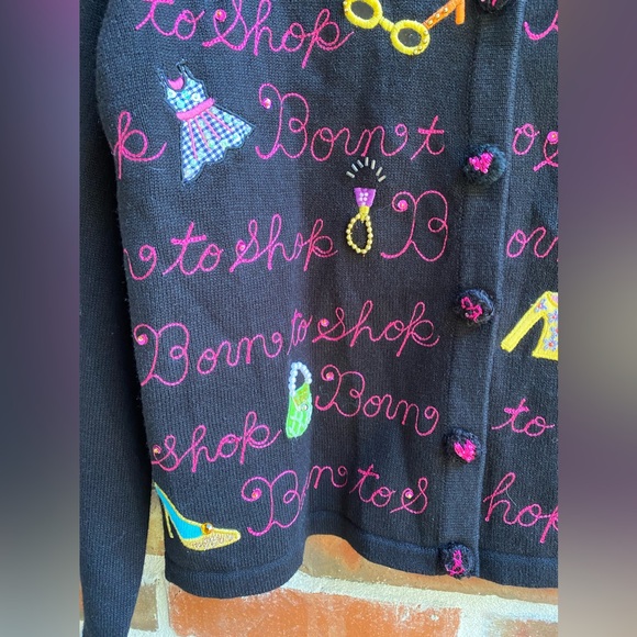 💐NEW👜Berek “Born to Shop” Embellished Cardigan Sweater Size L👒 - Picture 9 of 16
